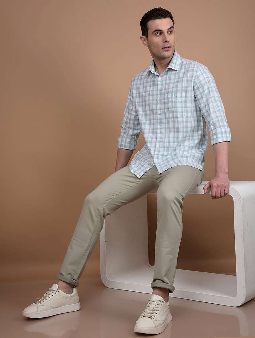 men checked  long sleeve casual shirt - 21713342 -  Standard Image - 3