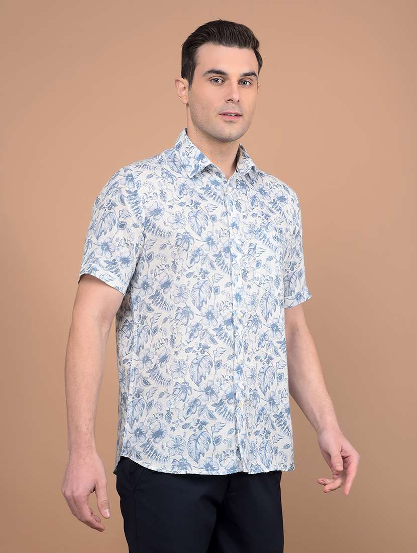 men printed collared casual shirt