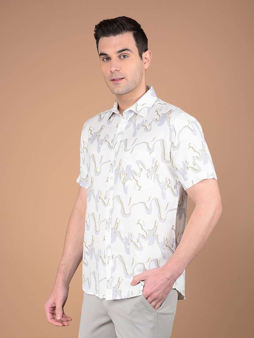 men printed collared casual shirt
