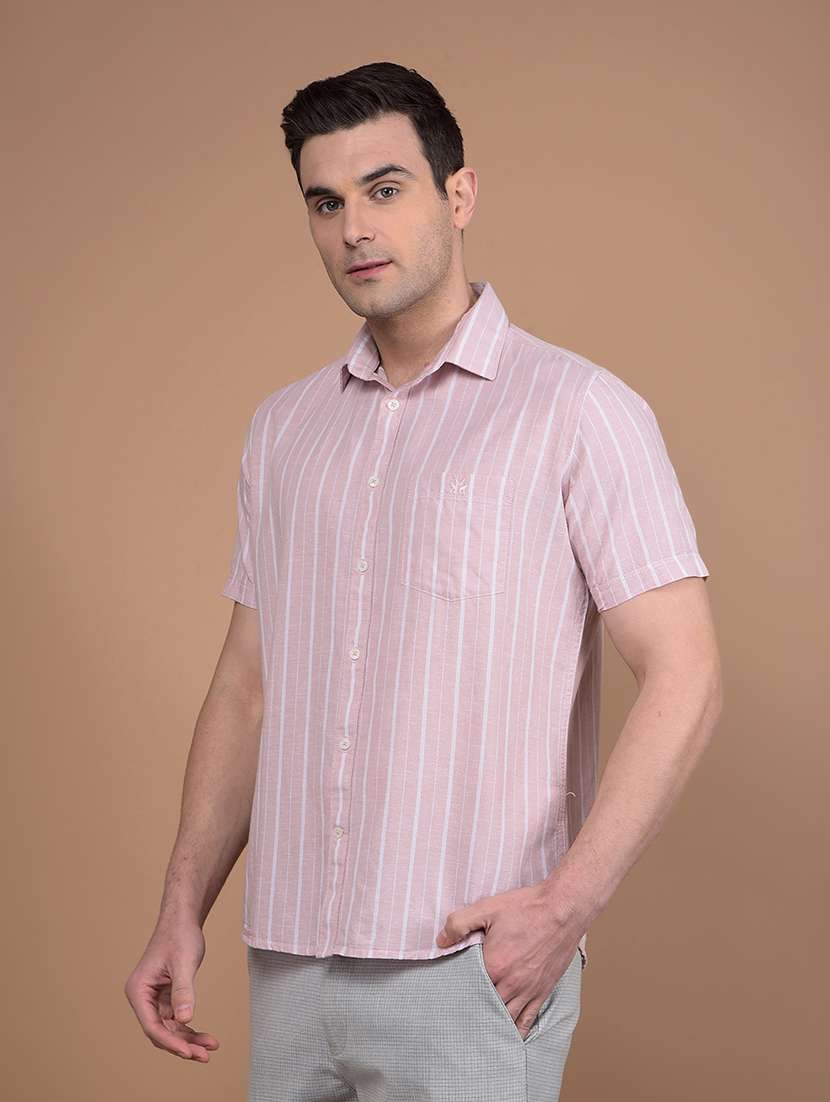 men striped collared casual shirt