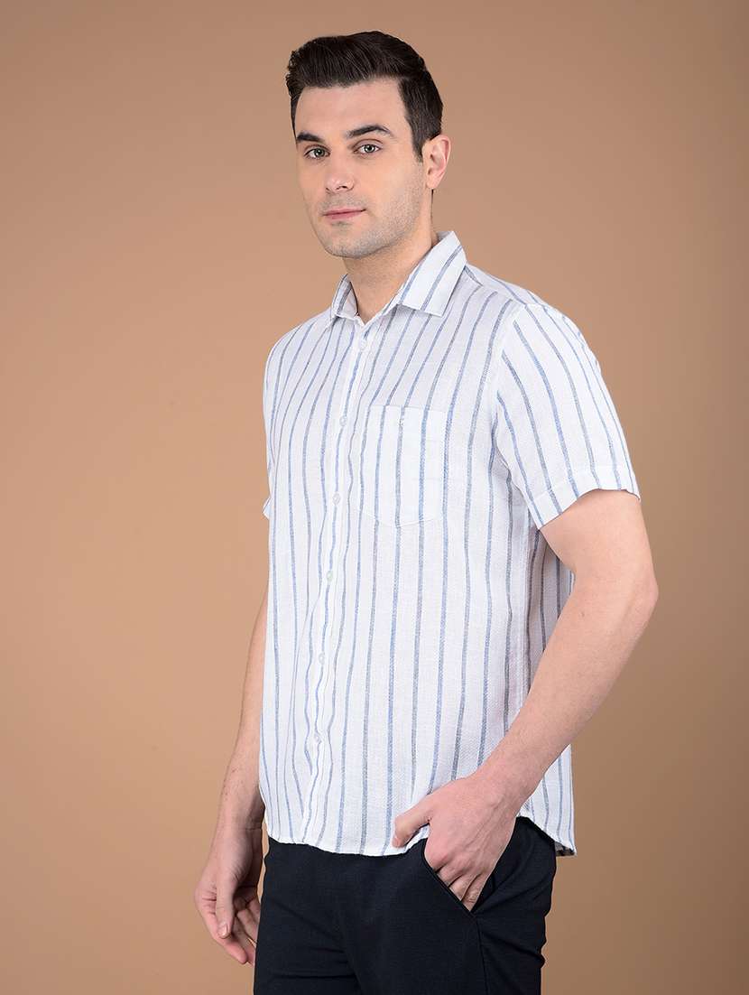 men striped collared casual shirt