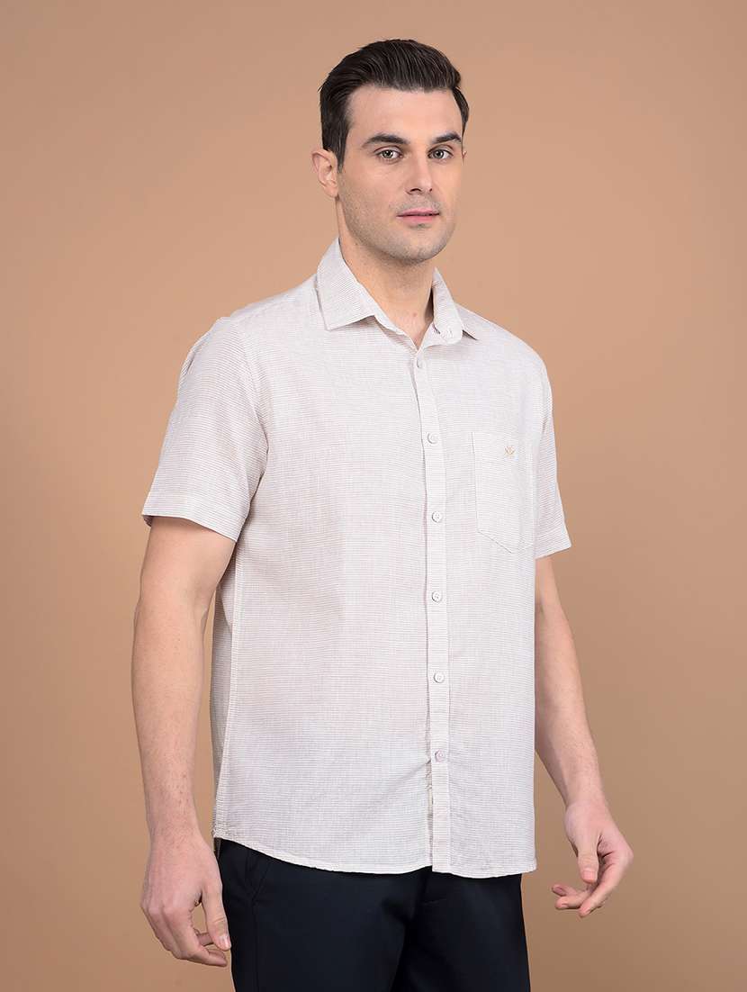 men striped collared casual shirt