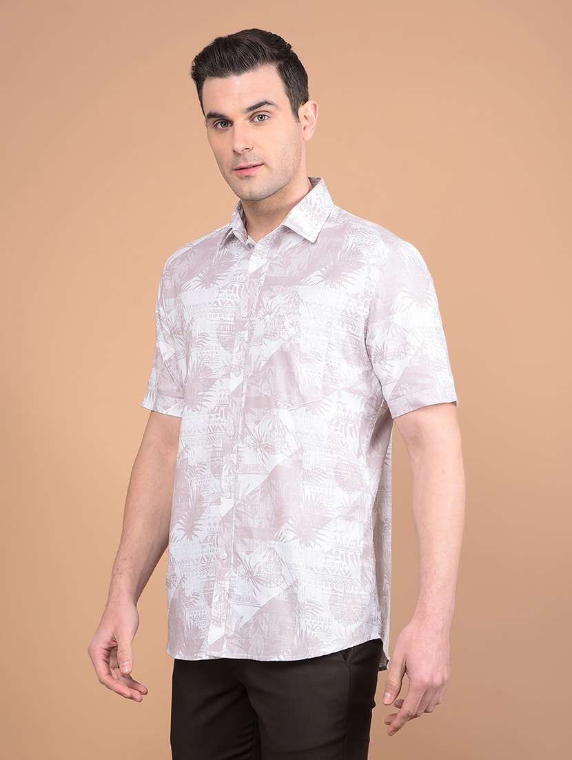 men printed collared casual shirt