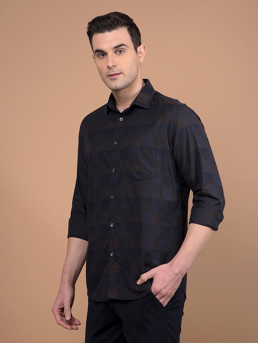 men checkered collared casual shirt - 21713376 -  Zoom Image - 0