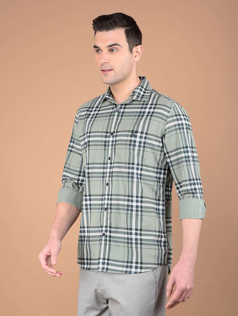 men checkered collared casual shirt