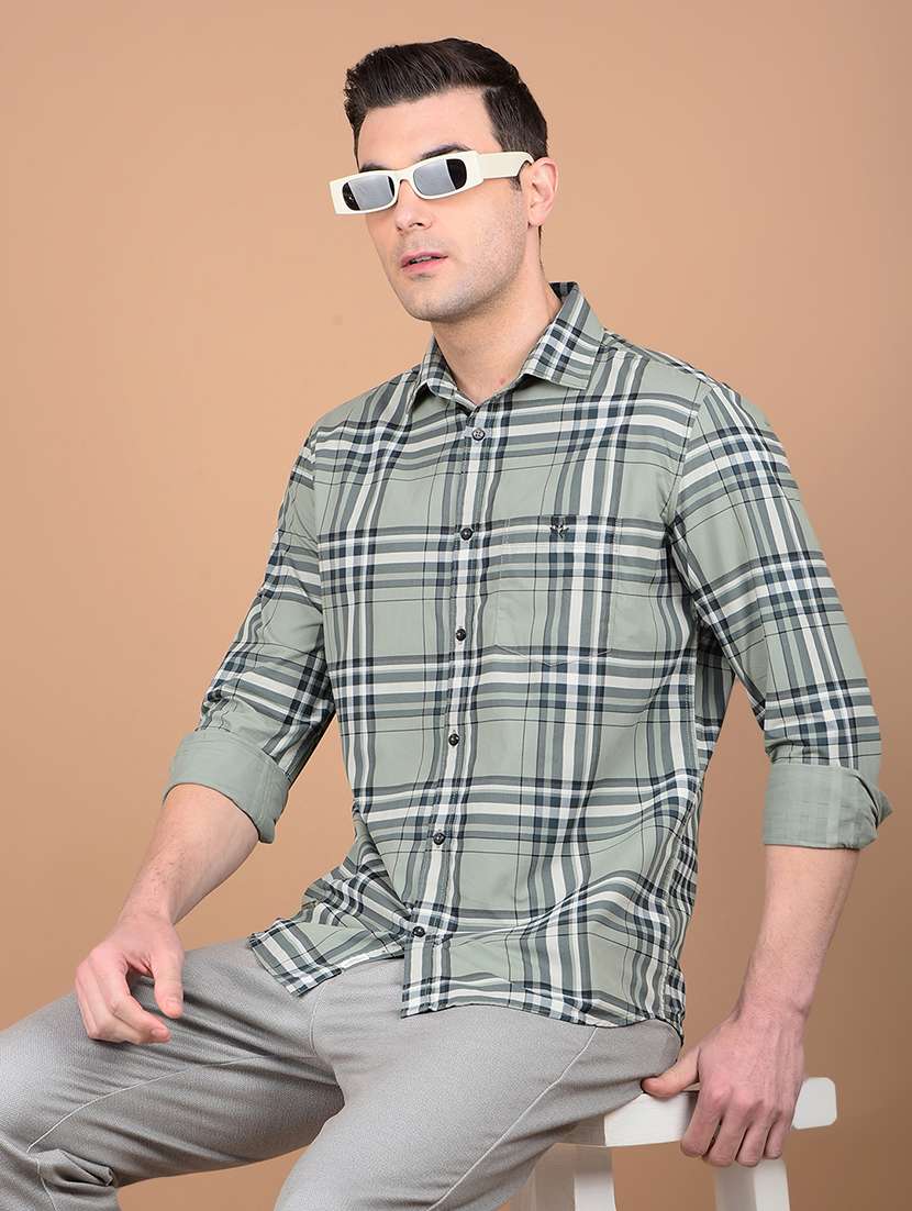 men checkered collared casual shirt - 21713396 -  Standard Image - 3