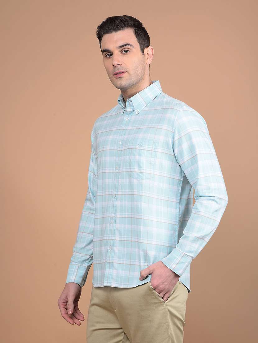 men checkered collared casual shirt