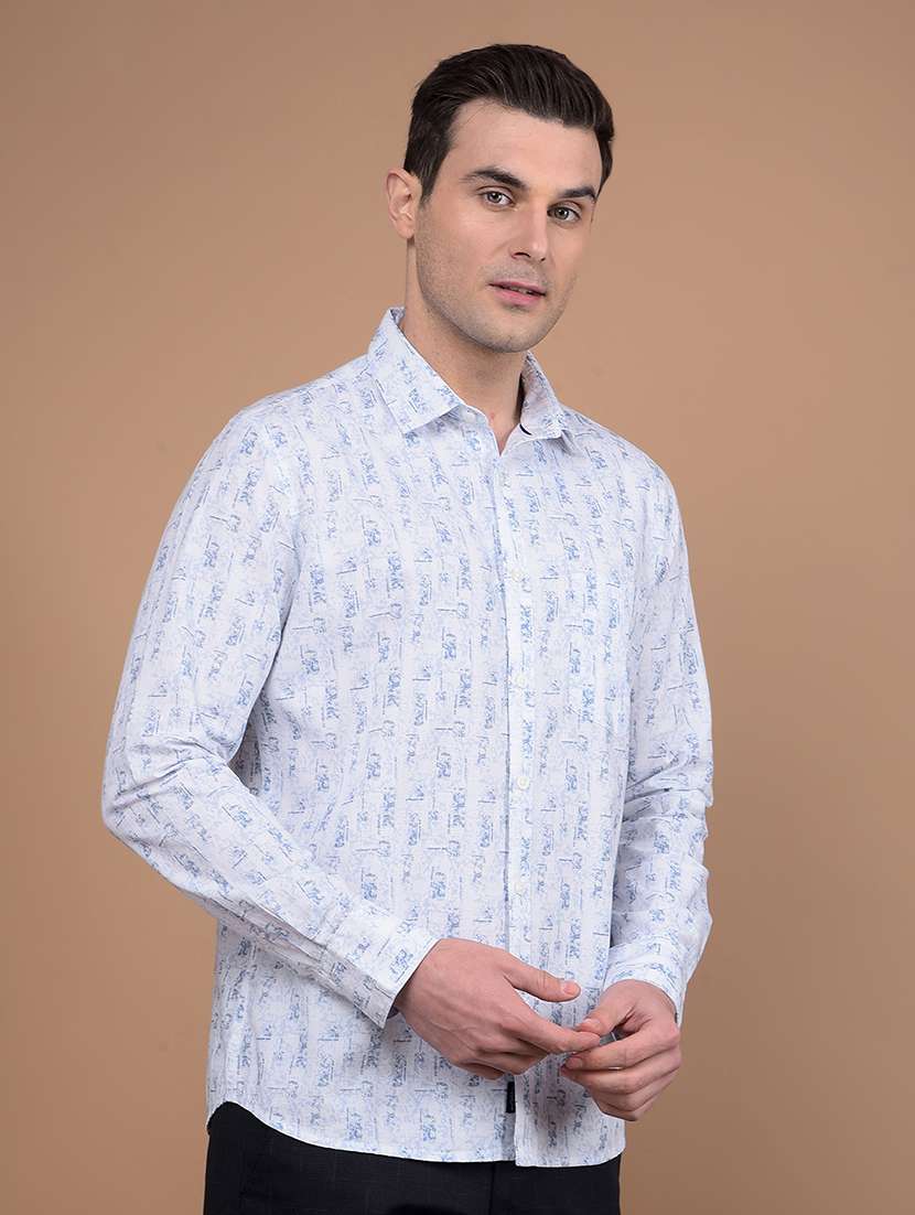 men printed collared casual shirt