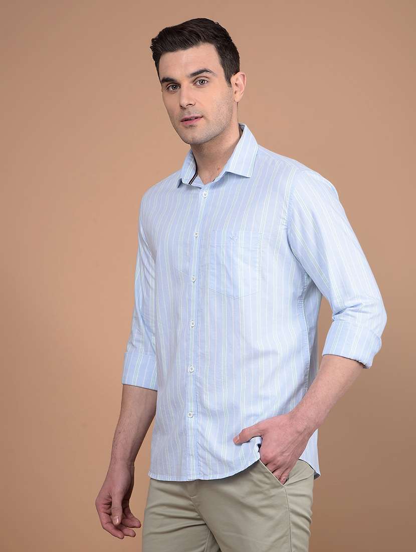 men striped collared casual shirt