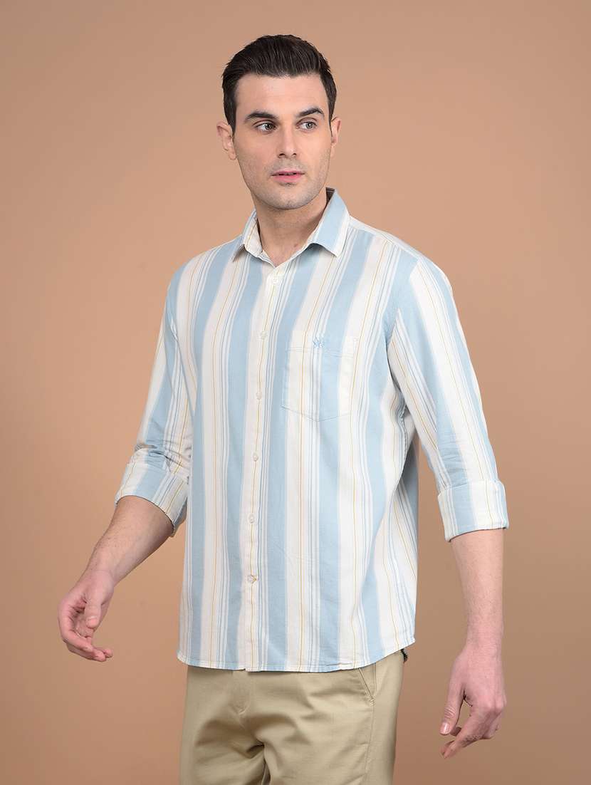 men striped collared casual shirt