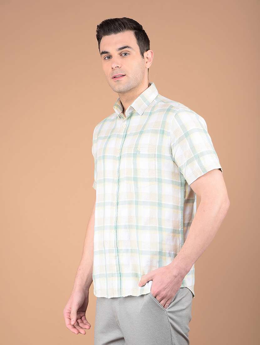 men checkered collared casual shirt