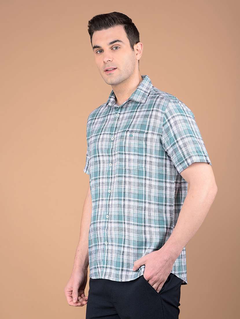 men checkered collared casual shirt