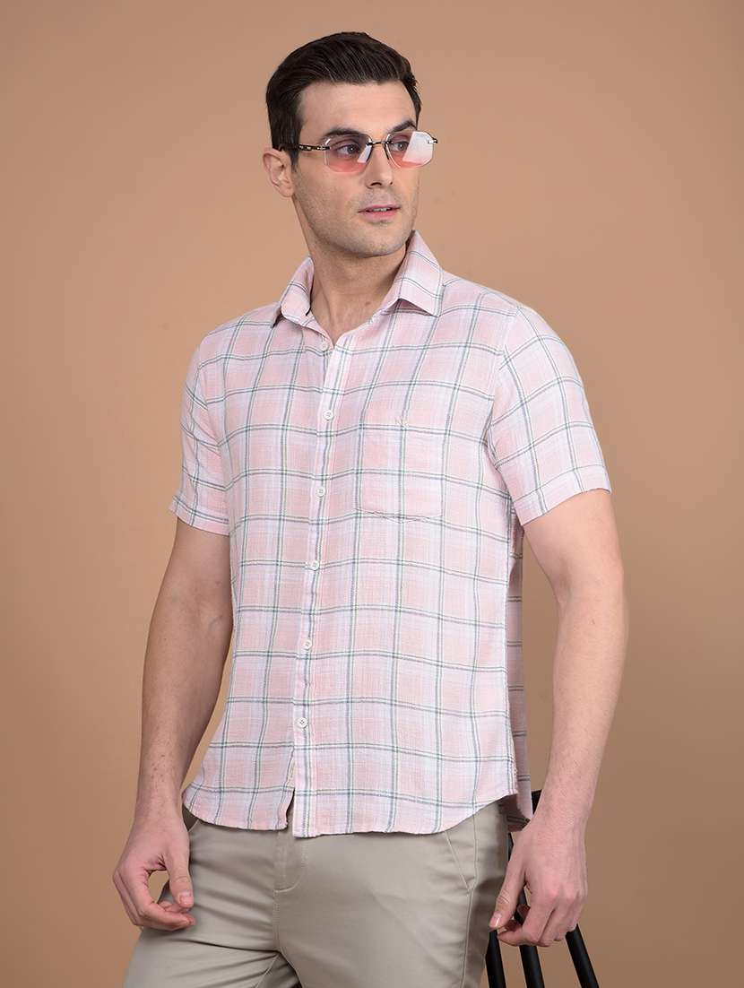 men checkered collared casual shirt