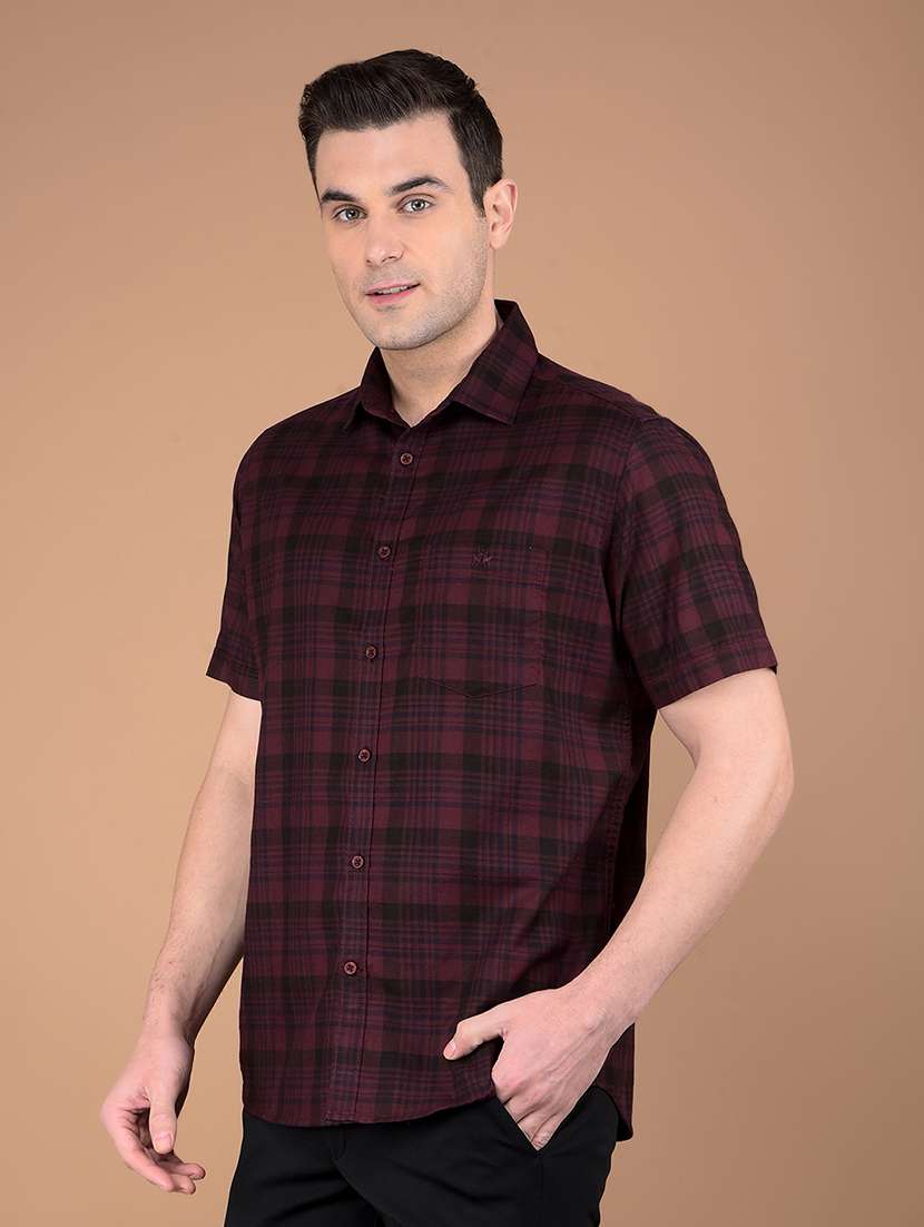 men checkered collared casual shirt