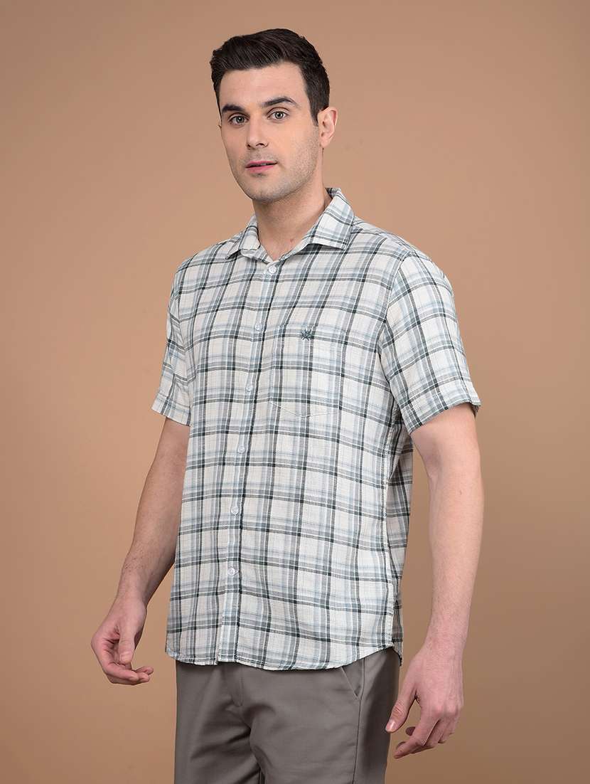 men checkered collared casual shirt