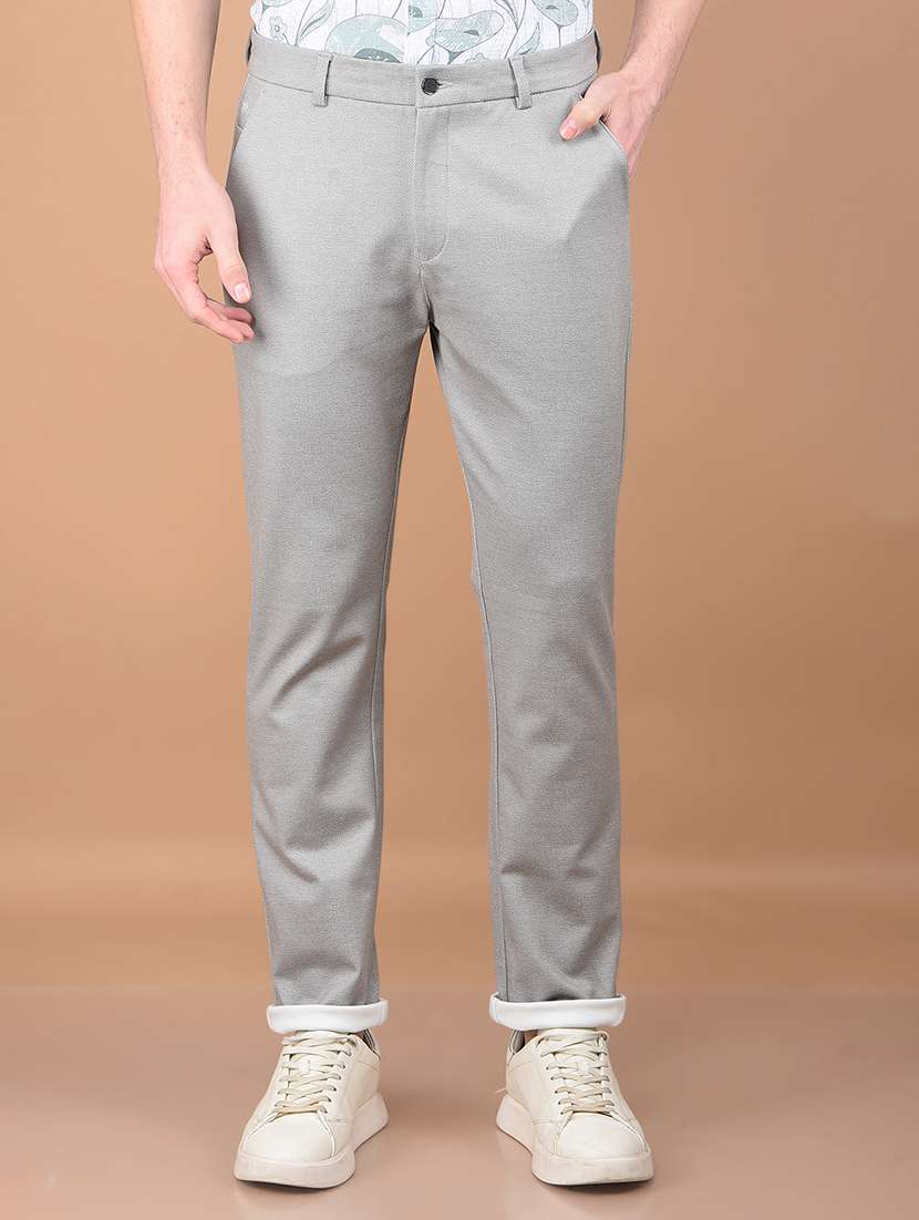men solid mid rise chinos 