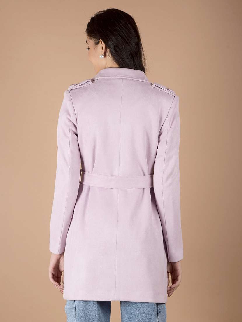 women solid long sleeve trench coat - 21713431 -  Standard Image - 3