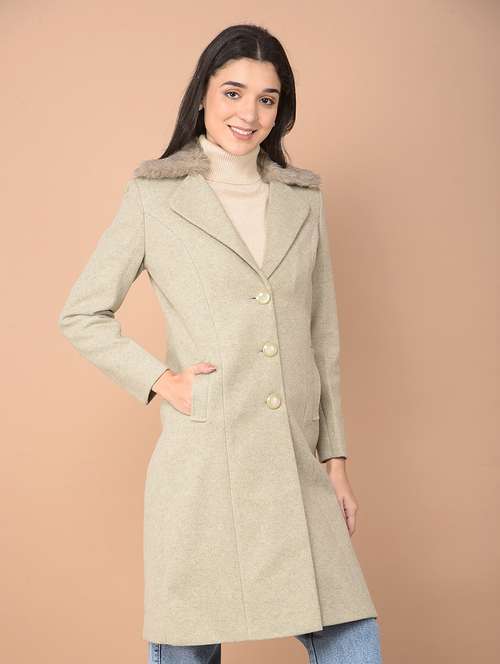 women solid long sleeve trench coat - 21713435 -  Standard Image - 0