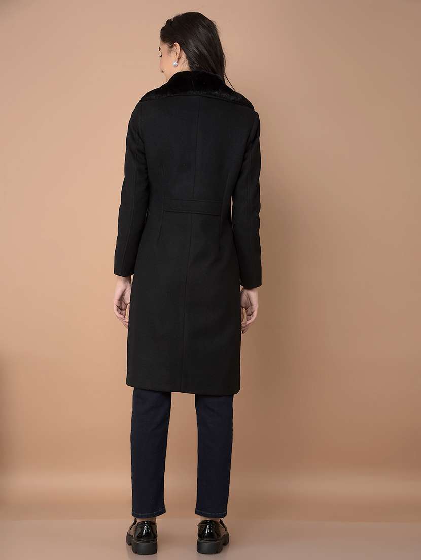 women solid long sleeve trench coat - 21713436 -  Standard Image - 3