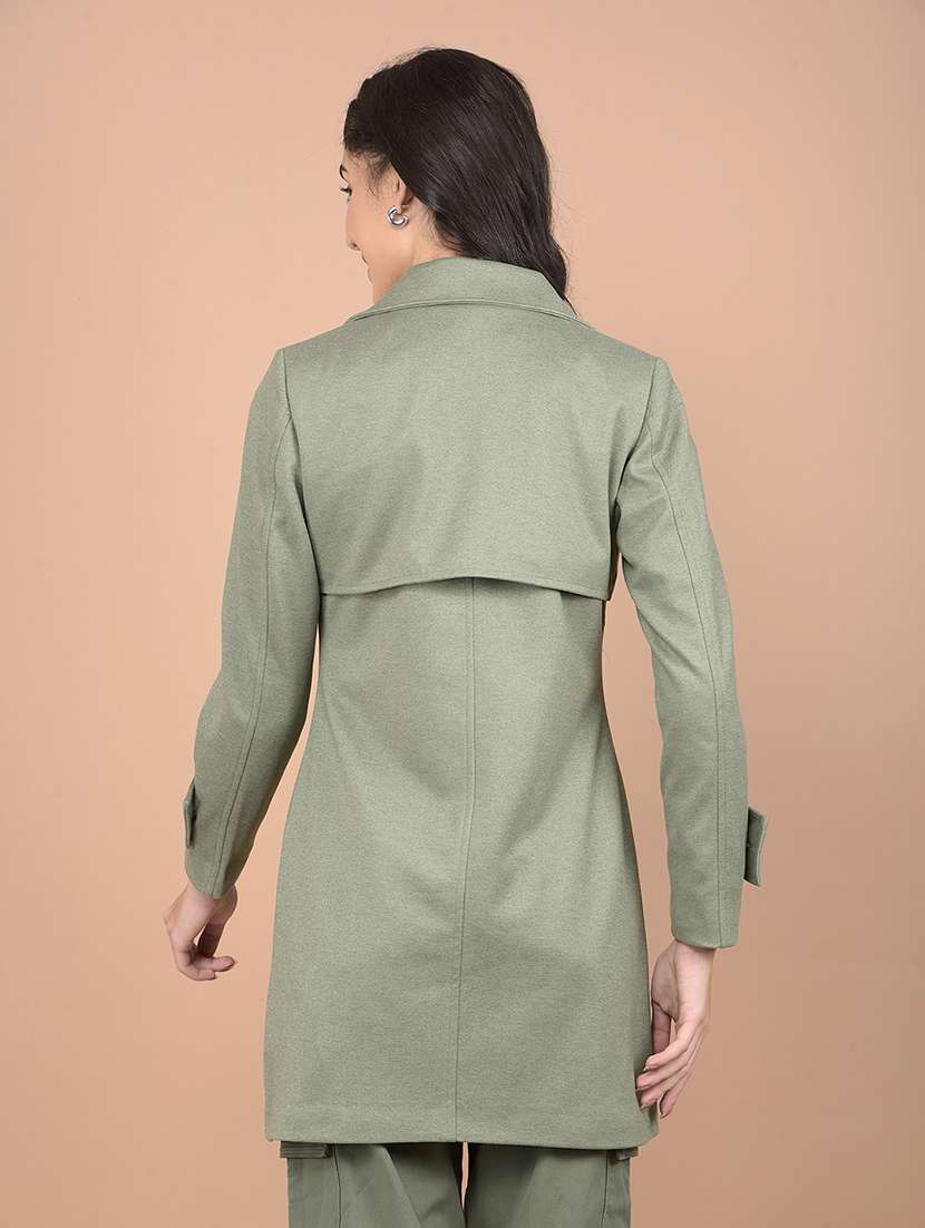 women solid long sleeve trench coat - 21713439 - Standard Image - 3