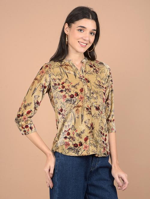 women printed mandarin neck regular top - 21713457 - Standard Image - 0