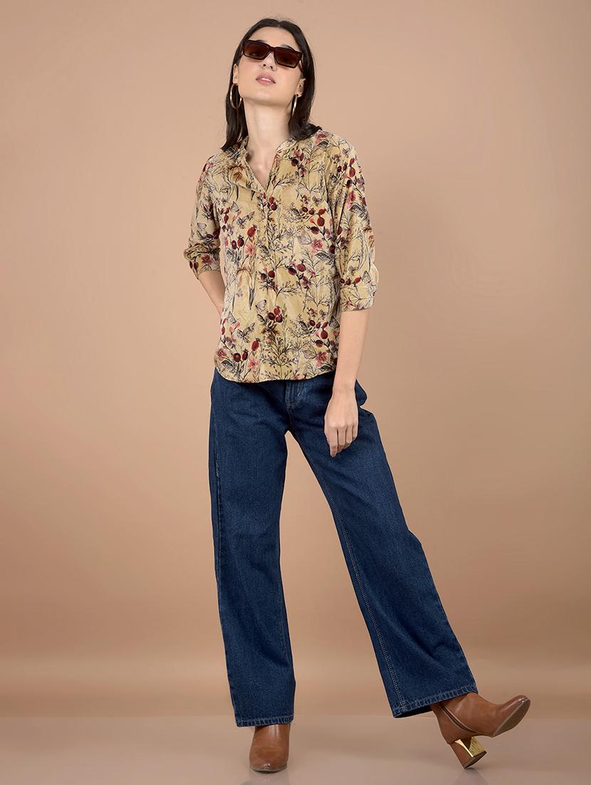 women printed mandarin neck regular top - 21713457 - Standard Image - 3