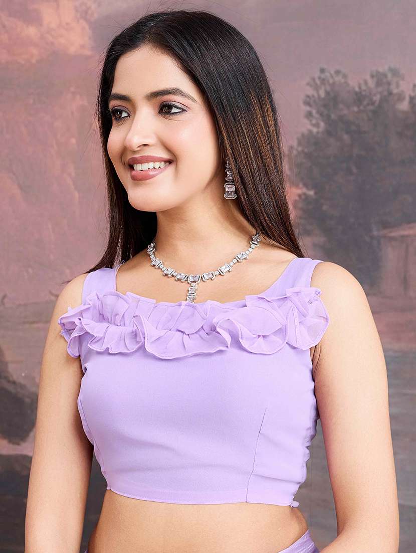 women lavender embroidered saree with blouse - 21713598 -  Standard Image - 3