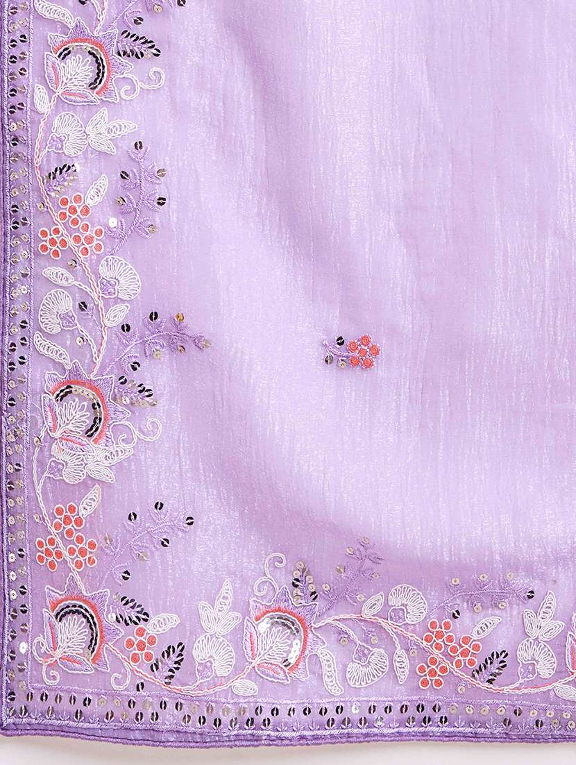 women lavender embroidered saree with blouse - 21713598 -  Standard Image - 5