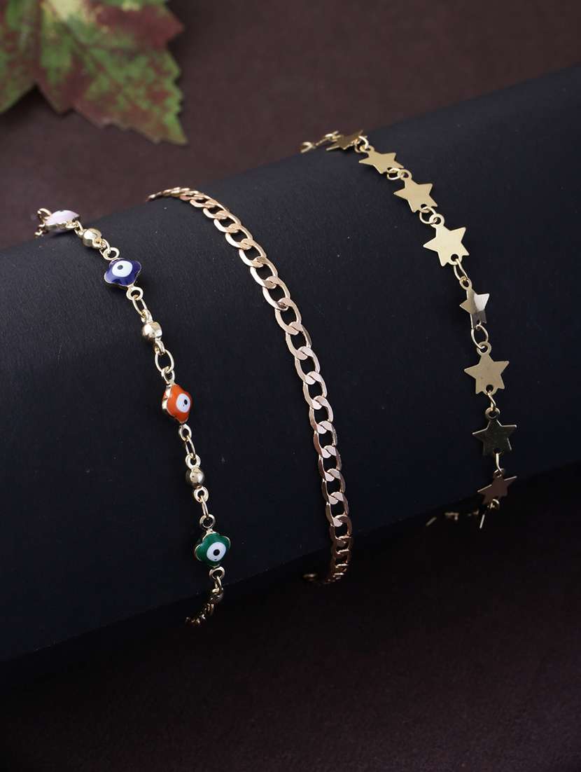 women gold plated anklet ( pack of 3)