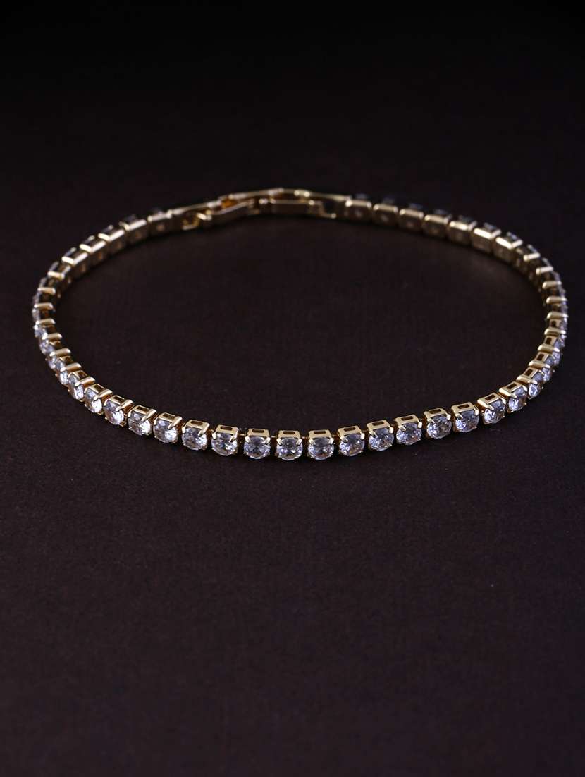 women gold stone studded openable bracelet