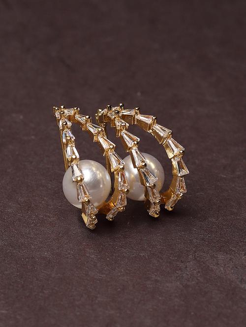 elegant pearl and stone studded earrings - 21713714 - Standard Image - 0