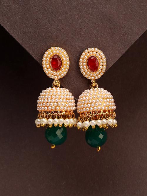 women gold plated pearl jhumka  - 21713723 -  Standard Image - 0