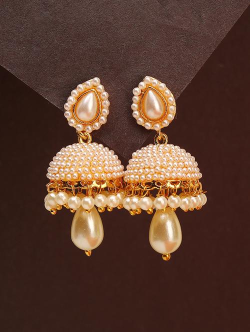 women gold plated pearl jhumka - 21713724 - Standard Image - 0