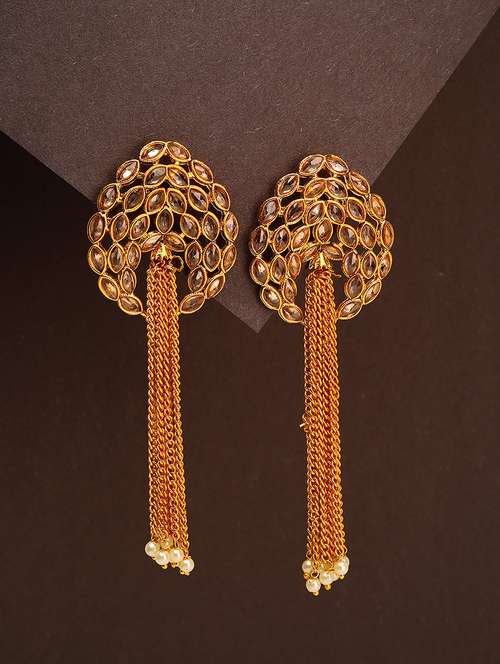 women gold plated drop earring - 21713741 - Standard Image - 0