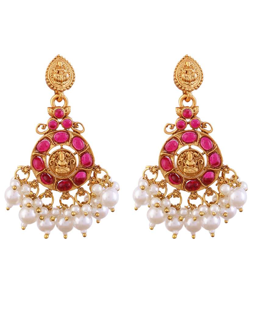 gold-plated red stone embellished jewellery set - 21713804 -  Standard Image - 3