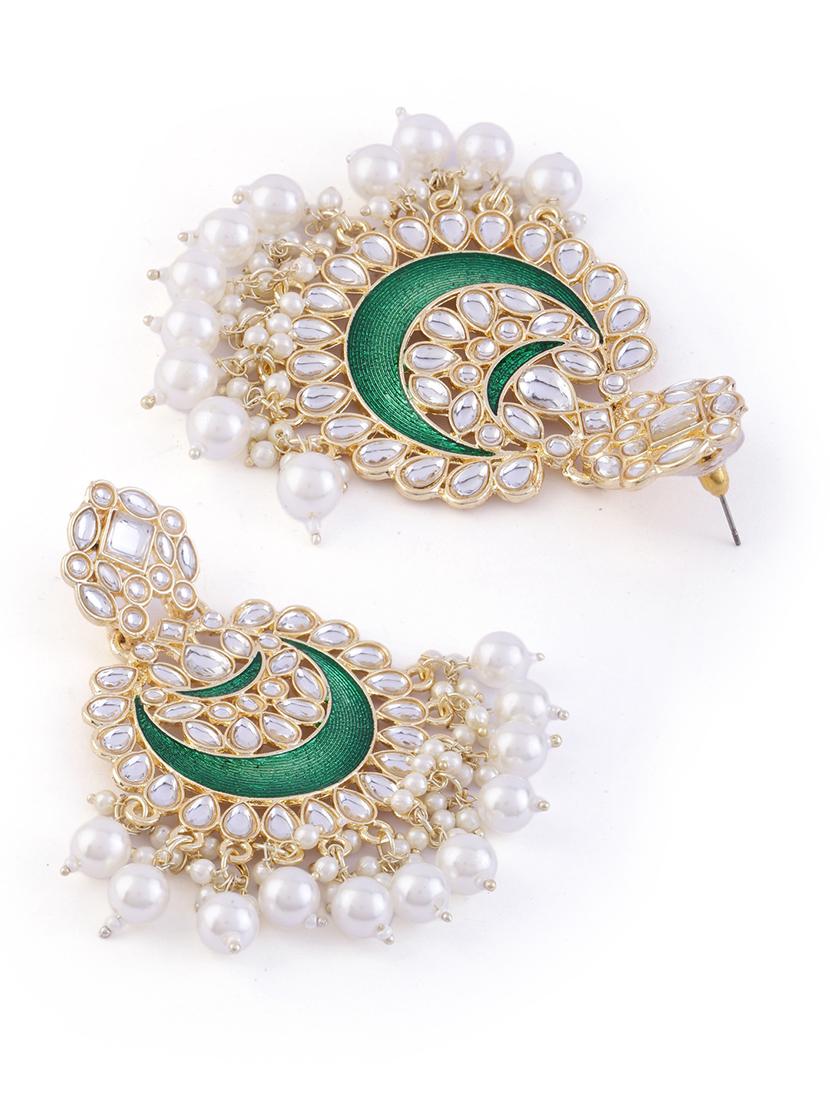 green kundan & pearls jewellery set - 21713808 - Standard Image - 3