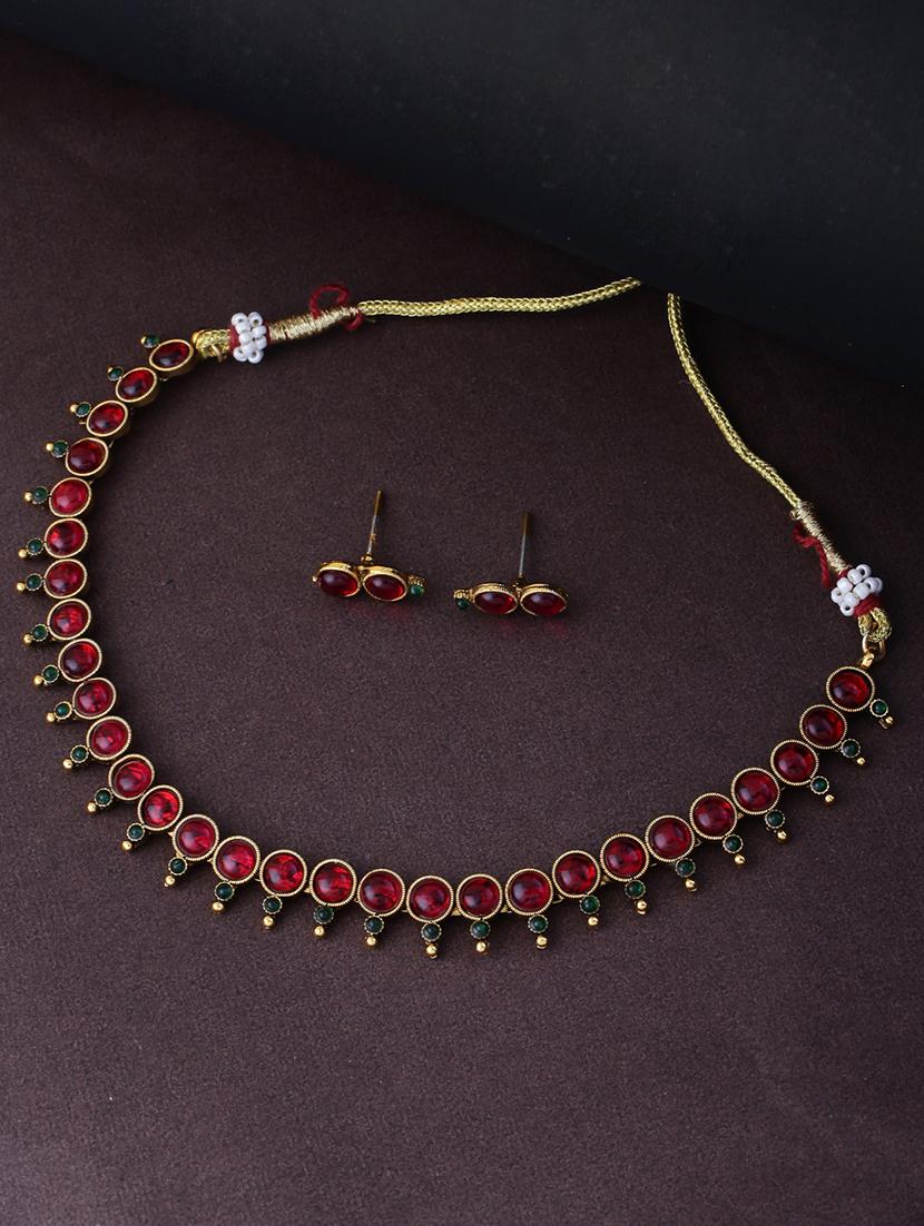 red and green stone jewellery set - 21713813 - Zoom Image - 0