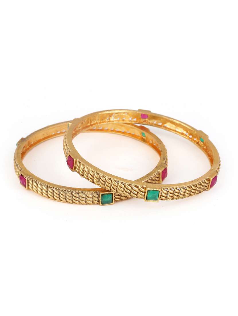 women alloy gold-plated bangle set  (pack of 2)