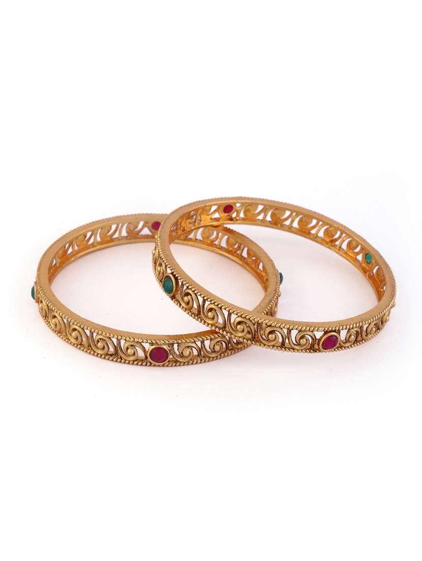women alloy gold-plated bangle set  (pack of 2)