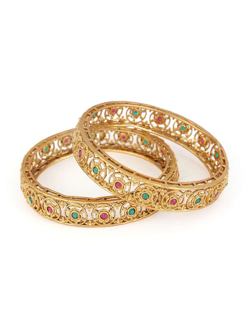 women alloy gold-plated bangle set  (pack of 2)