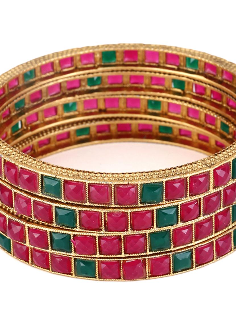 women pack of 4 gold plated bangle - 21713829 - Standard Image - 3