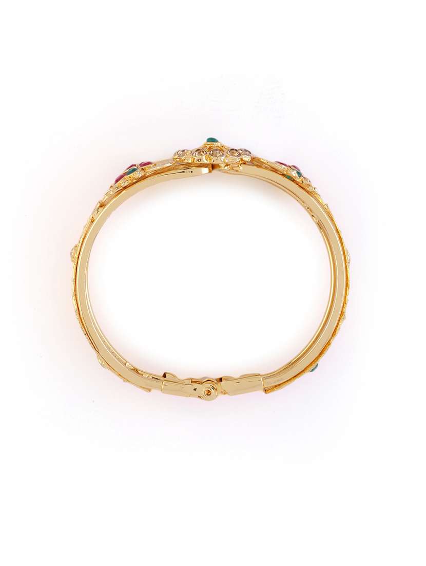 women floral gold plated stone bangle - 21713830 -  Standard Image - 3