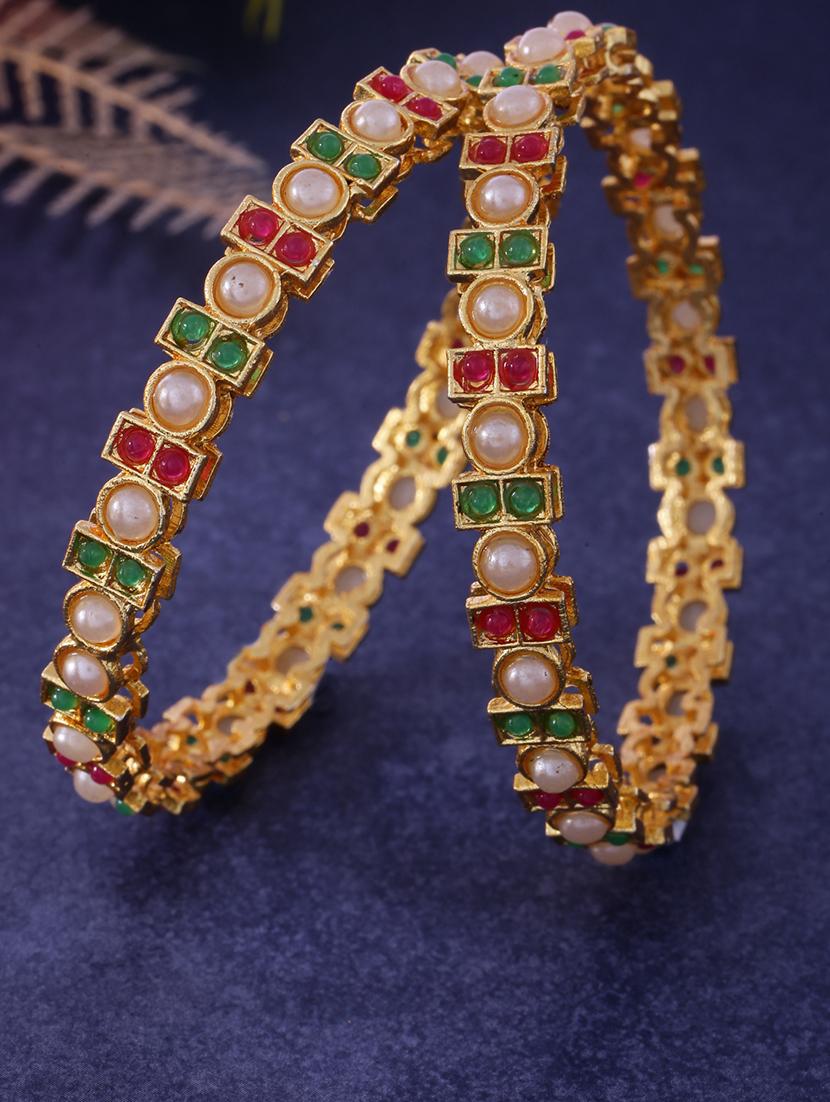 women alloy gold-plated bangle set  (pack of 2)