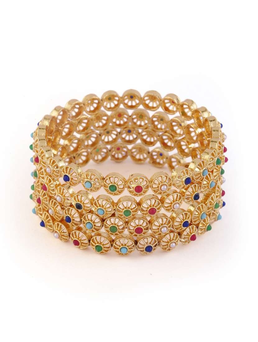 women pack of 4 gold plated bangle - 21713834 -  Standard Image - 3