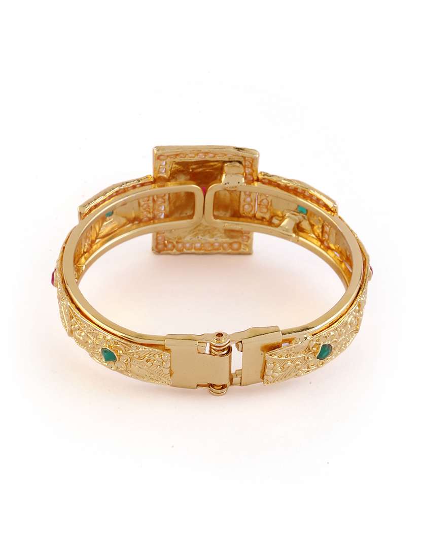 ethnic gold-plated pearl studded bangle  - 21713836 -  Standard Image - 3
