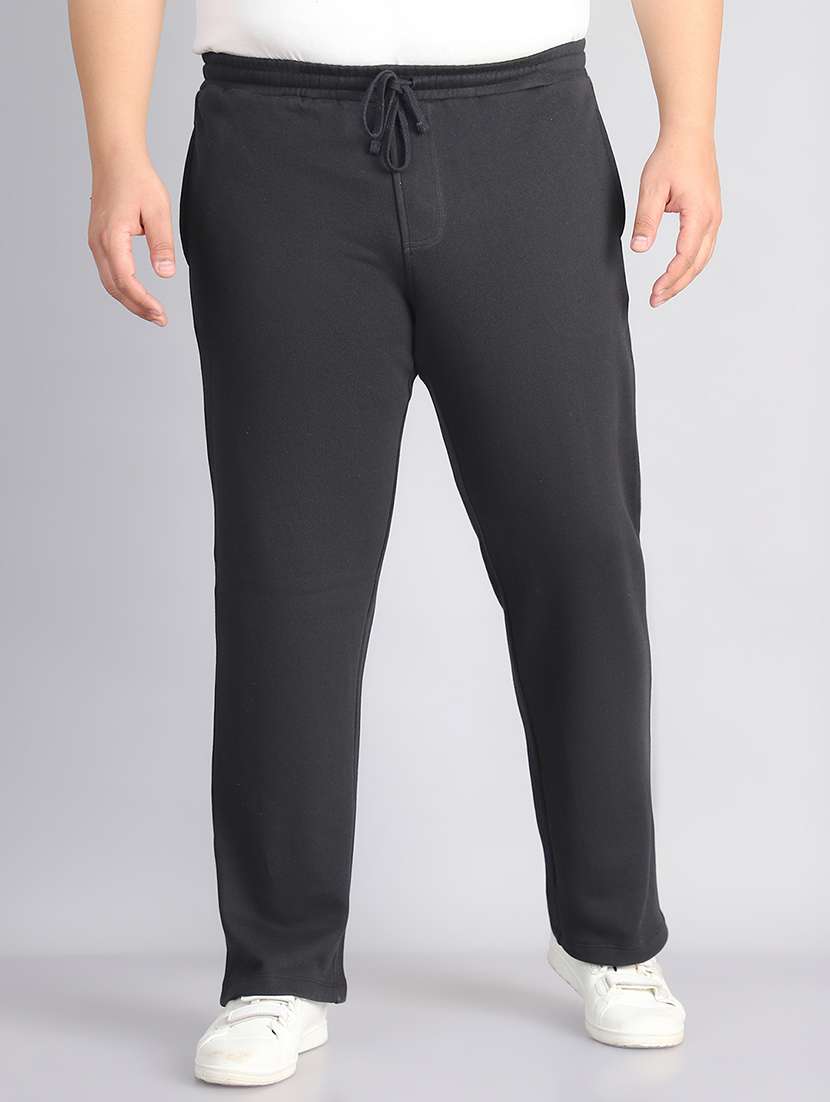 men plus size solid full length track pant