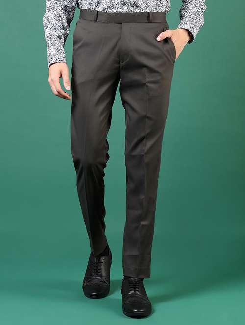 men solid mid rise flat front formal trouser - 21713884 -  Standard Image - 0