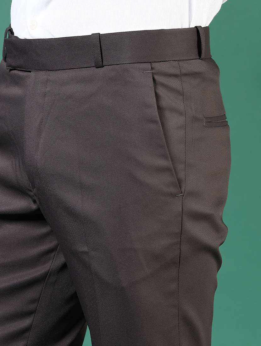 men solid mid rise flat front formal trouser - 21713885 -  Standard Image - 5