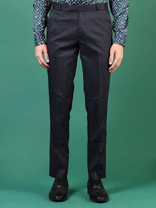 men solid mid rise flat front formal trouser - 21713886 - Standard Image - 0