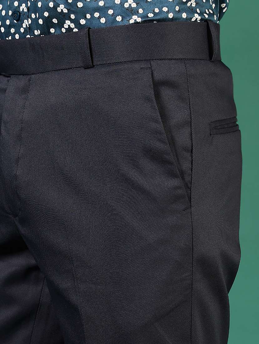 men solid mid rise flat front formal trouser - 21713886 - Standard Image - 5